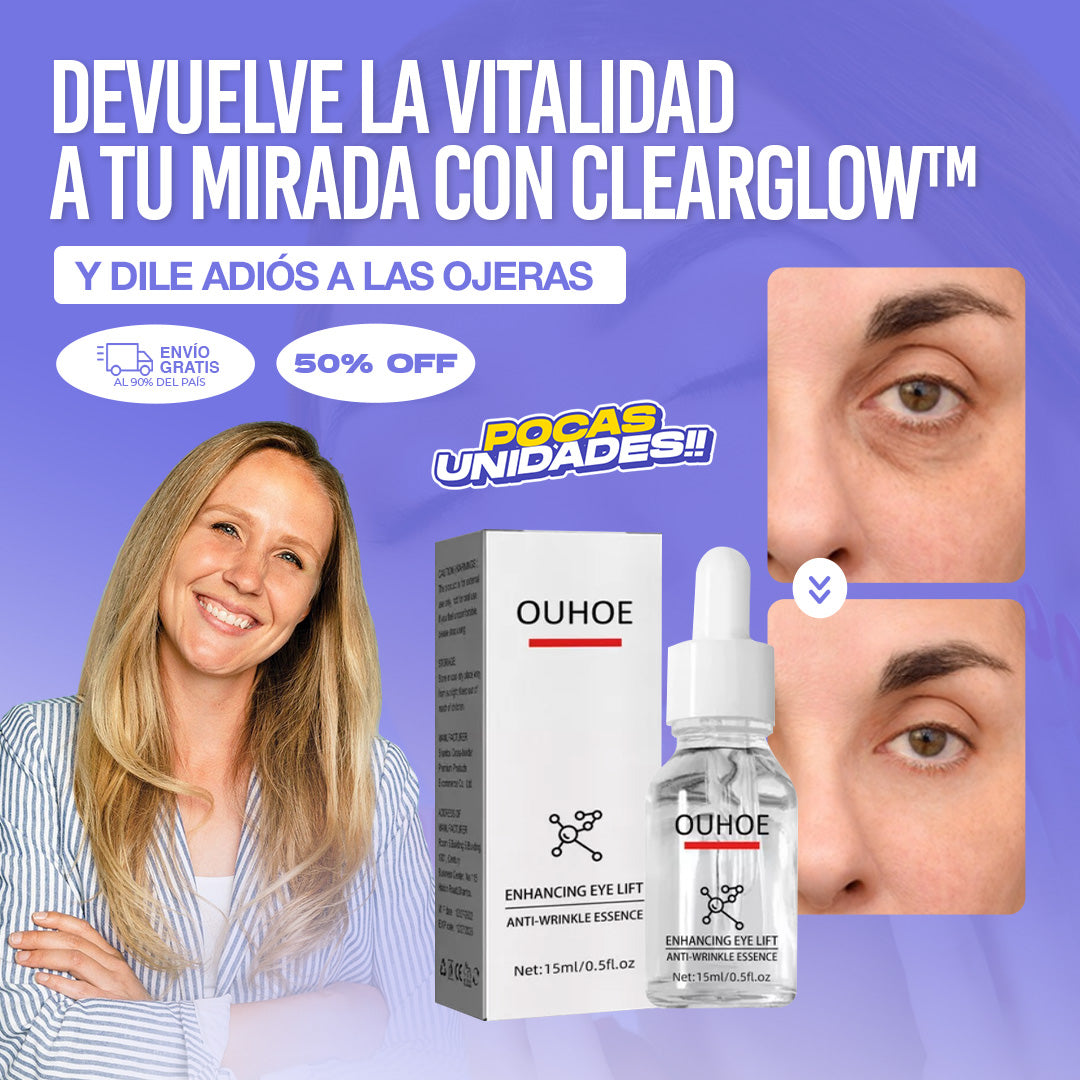 1 + 1 GRATIS🎁 ClearGlow™ | Despídete de las ojeras y recupera la luminosidad en el primer uso